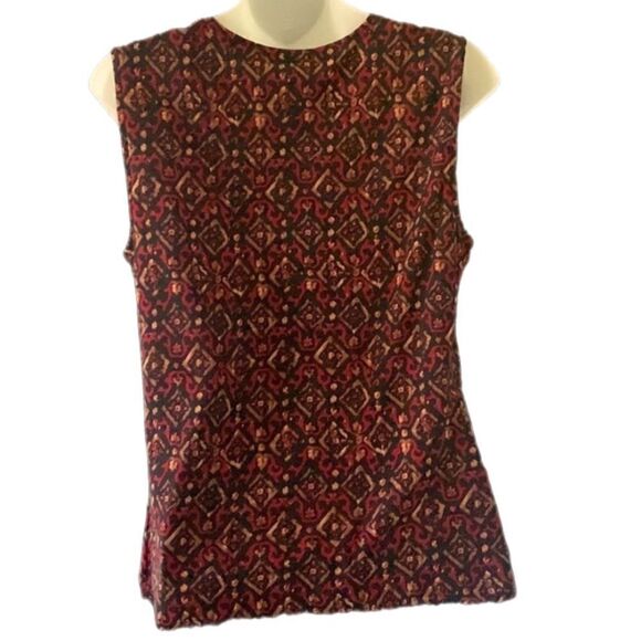 Chaps Sleeveless Drape Neck Print Top — Size L - Picture 4 of 7